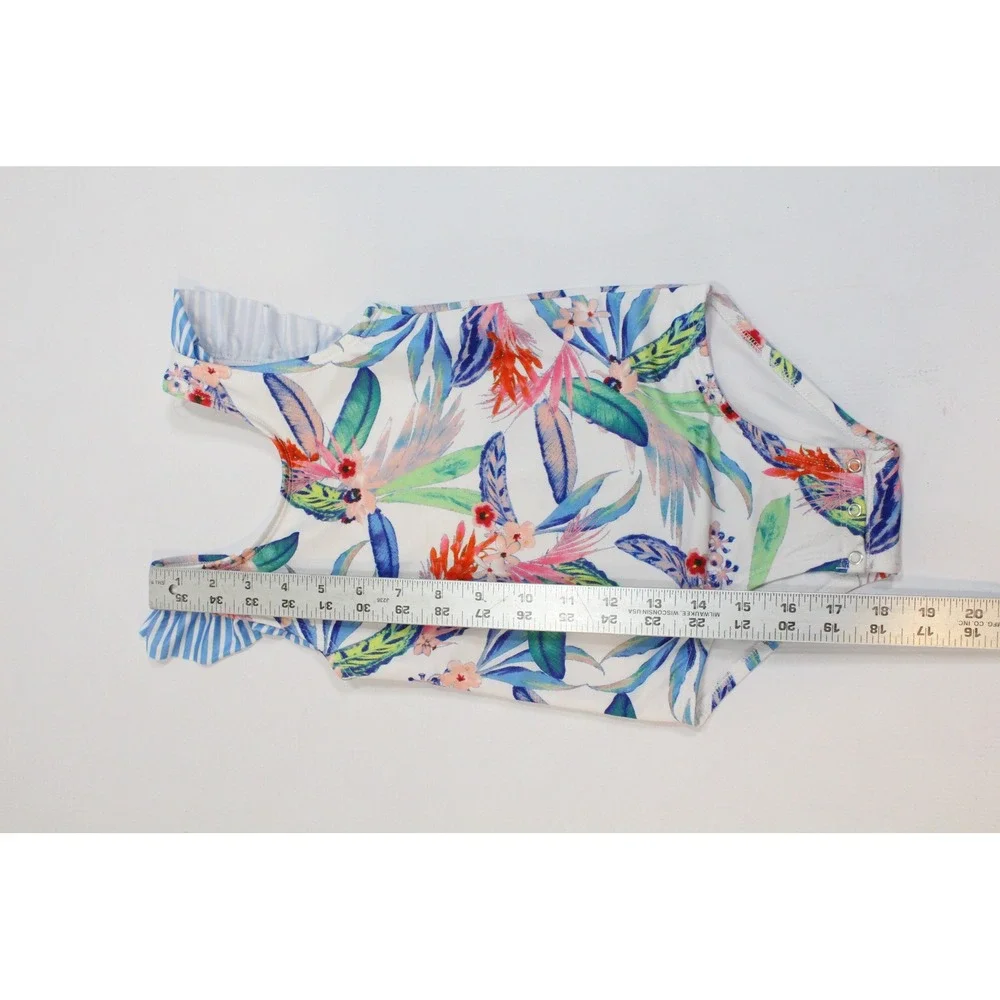 Outdoor Oasis Toddler Girls Tropical Floral Ruffle One Piece Swimsuit Size 4T